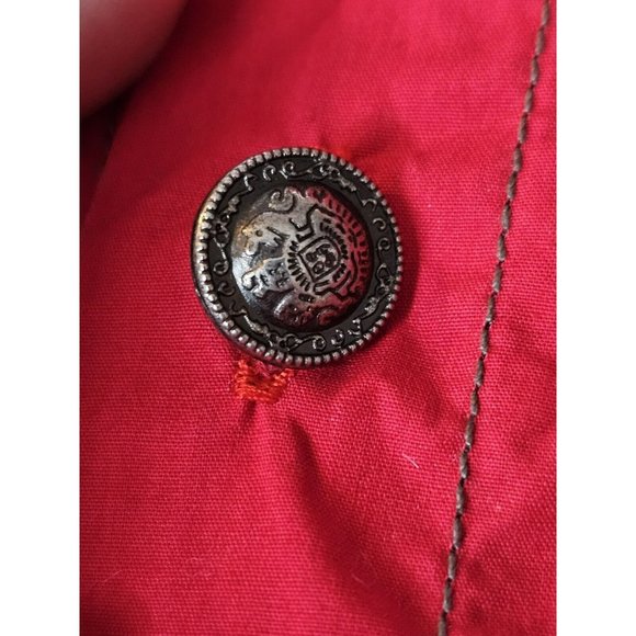 TMT Shirt Men 3XL Red Button Up Long Sleeve Embroidered Logo Knit VTG Flip Cuffs - Picture 6 of 12